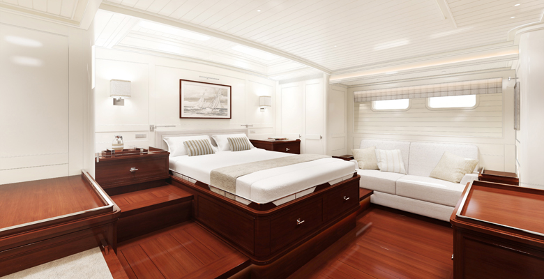 the yacht Project Ouzel master suite
