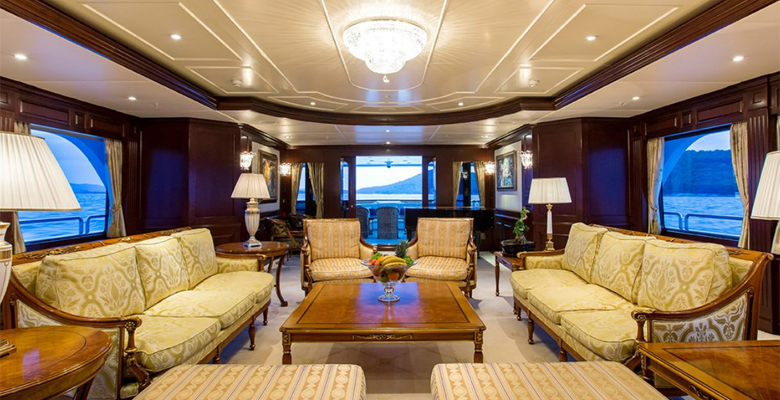 the yacht Mustique saloon