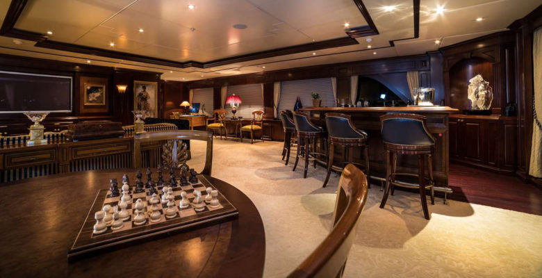 the skylounge aboard the yacht Mustique